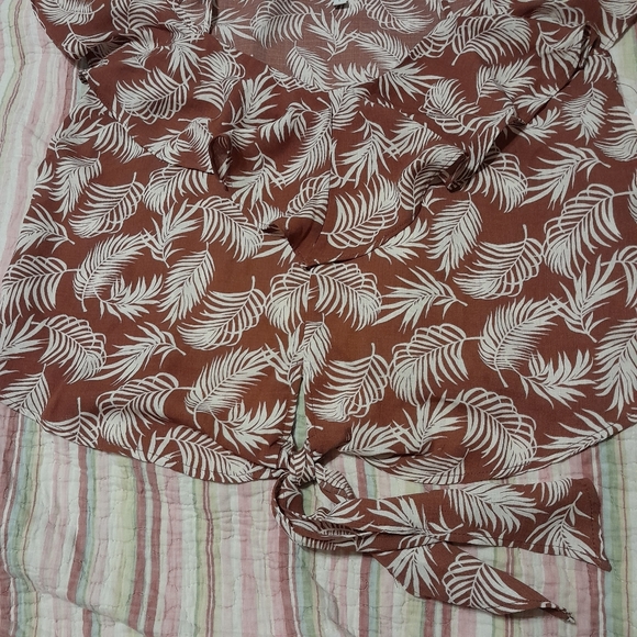 🙂 Sweet Rain women's top large brown and white - Picture 5 of 7